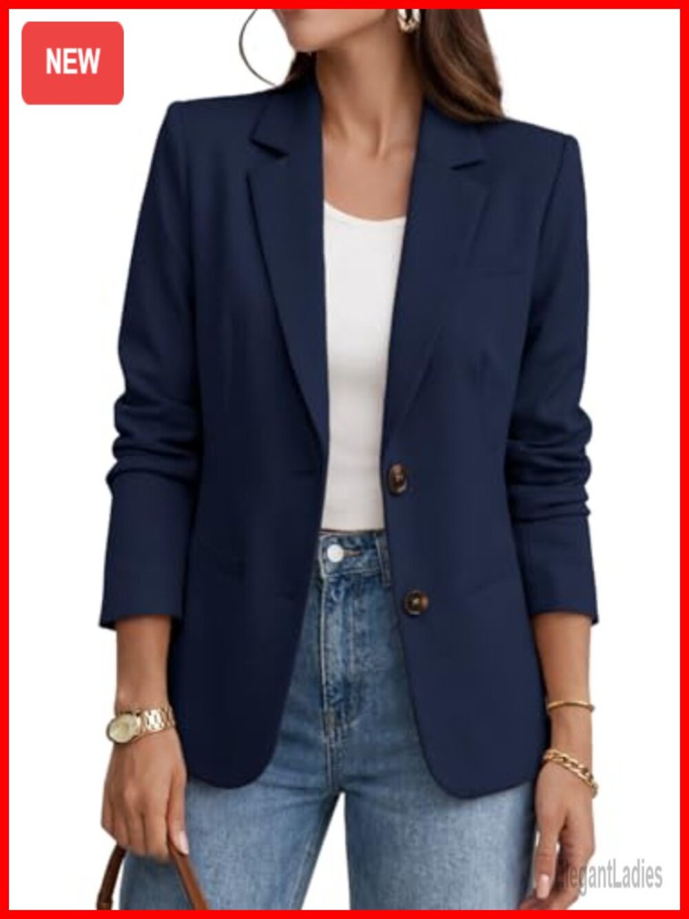 Women's Business Casual Blazer Long Sleeve Office Suit Jacket Slim Fit